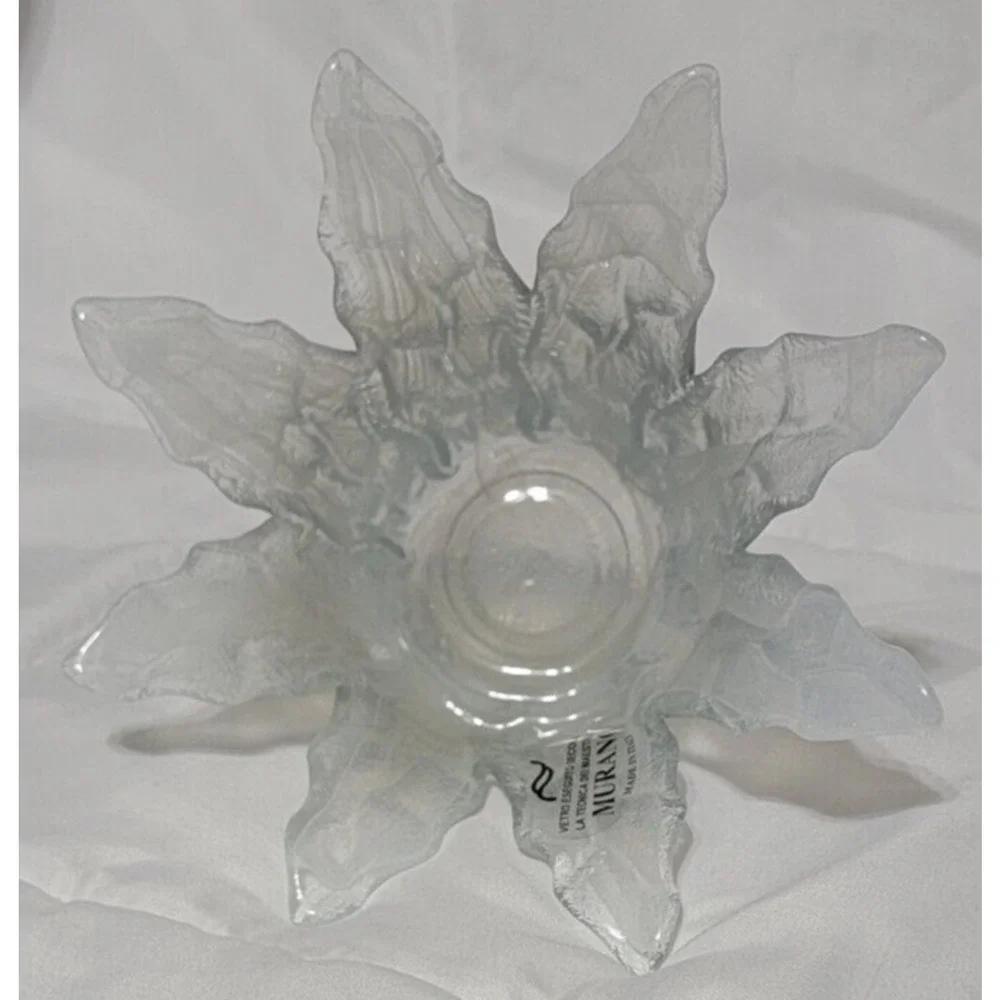VTG ORIGINAL‎ MURANO HANDBLOWN GLASS FLOWER VASE/BOWL PLANTER WHITE - ITALY
